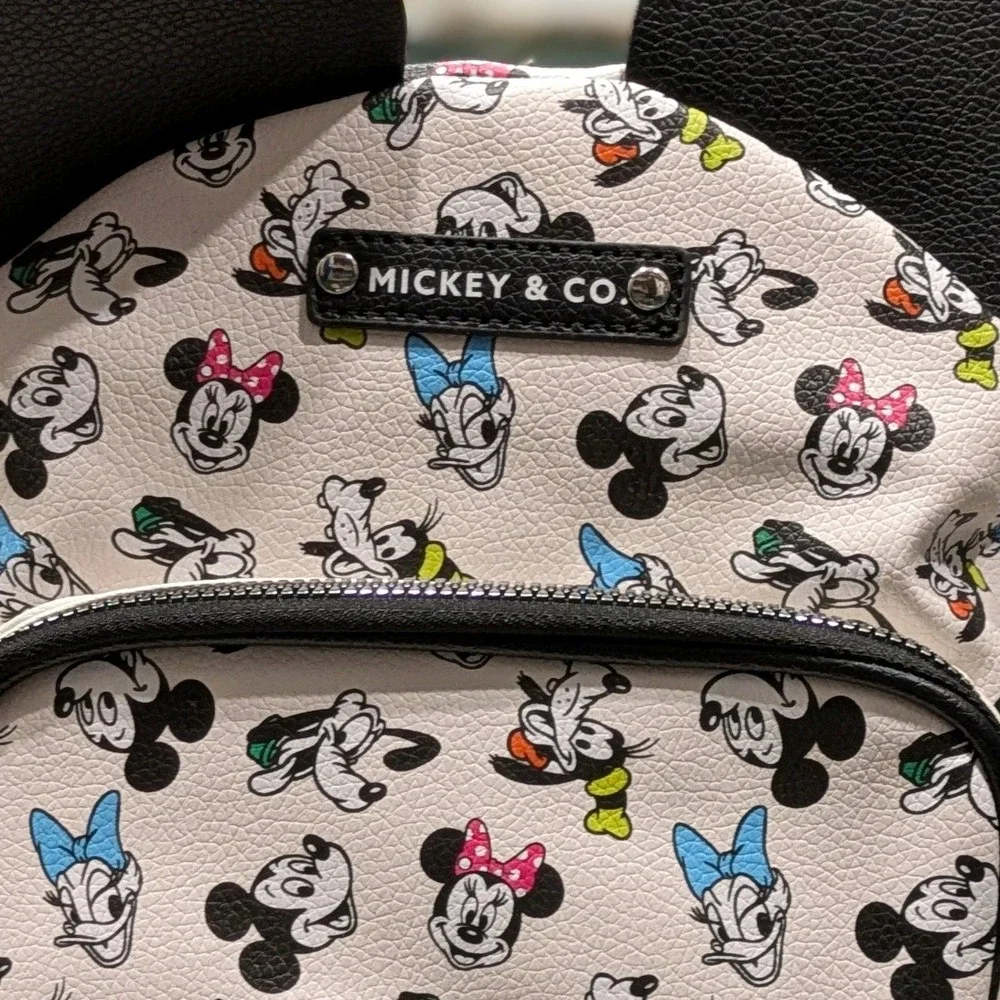 NWT Disney Mickey & Co Mini Backpack Unisex Mini White Character Print 3D Ears
